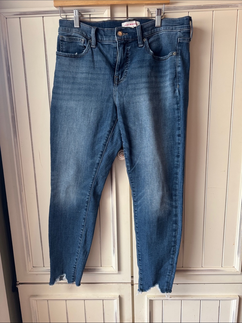 Lucky Brand Blue Ankle Crop Jeans with Raw Hem